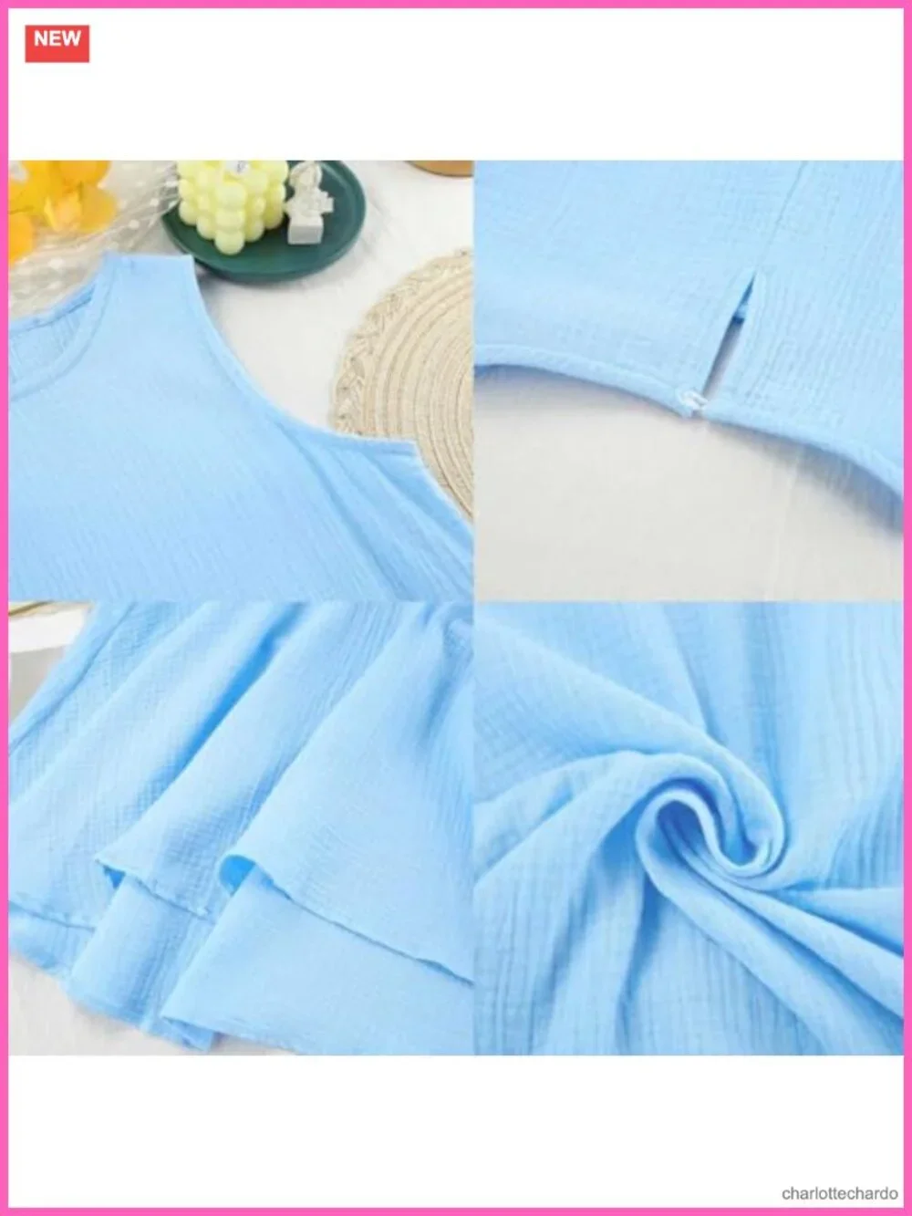 Women's 100% Cotton Gauze Sleeveless Ruffle Hem Nightgown Sundress
